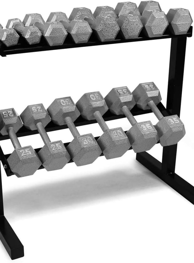 Cast Iron Dumbbell Set, Solid Hexagon Grey Dumbbell Set, Strength Training Free Weights for Women & Men