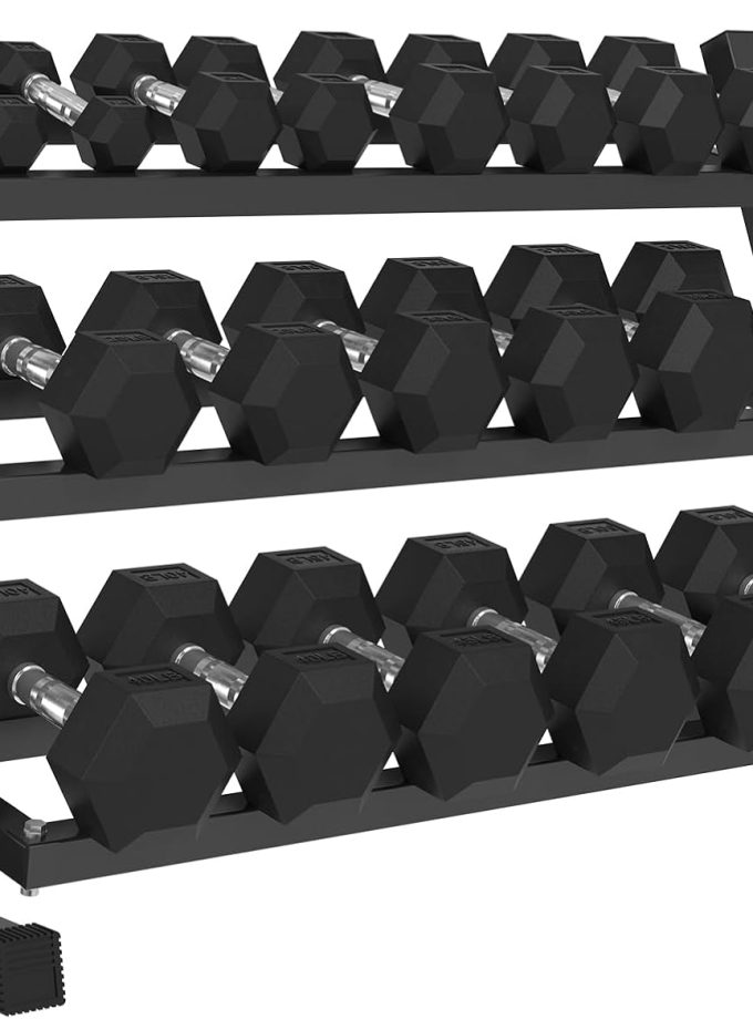 Rubber Hex Dumbbell Set with Racks, Multiple Options in 160/200/380/450/550lbs, Strength Training Weight Set Home Gym(New)