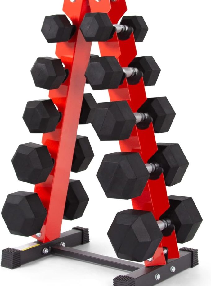 250LB/300LB Rubber Hex Dumbbell Sets with Weights Rack, Multiple Color Choices Available, Great Gym Equipment for Home, Strength Training, Workouts