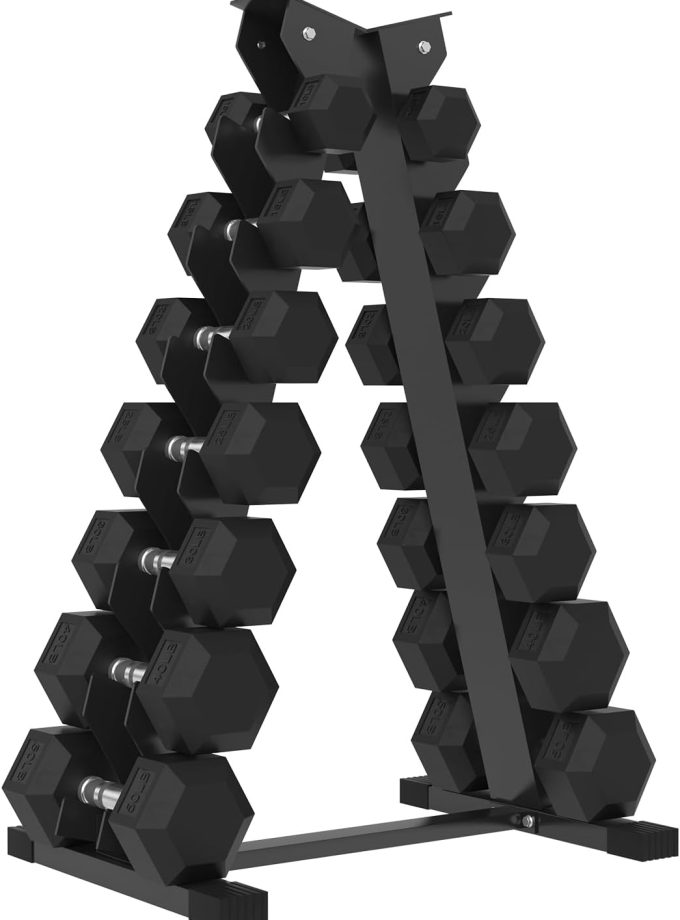 Rubber Hex Dumbbell Set with Racks, Multiple Options in 160/200/380/450/550lbs, Strength Training Weight Set Home Gym(New)