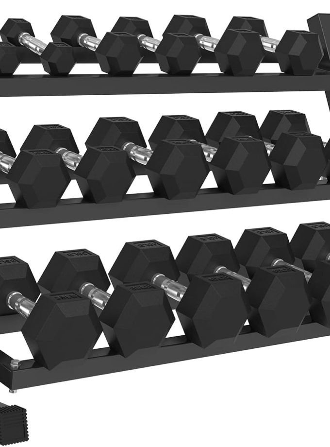 Rubber Hex Dumbbell Set with Racks, Multiple Options in 160/200/380/450/550lbs, Strength Training Weight Set Home Gym(New)