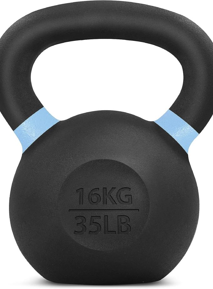 Powder Coated Cast Iron Kettlebell Strength Training Kettlebells Weight Set for Full Body Workout, Home Gym