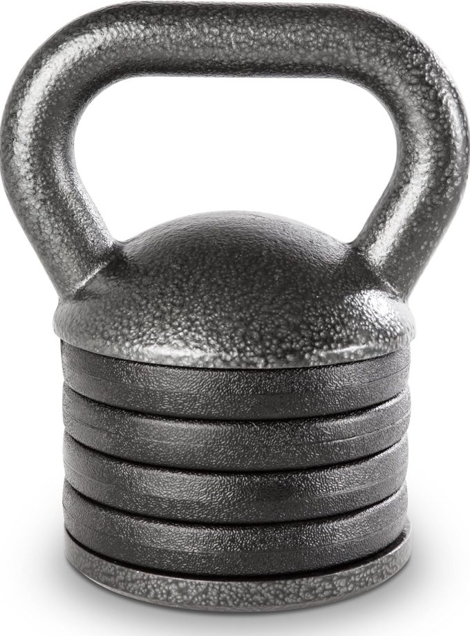 Adjustable Heavy-Duty Exercise Kettlebell Weight Set Strength Training and Weightlifting Equipment for Home Gyms  Grey