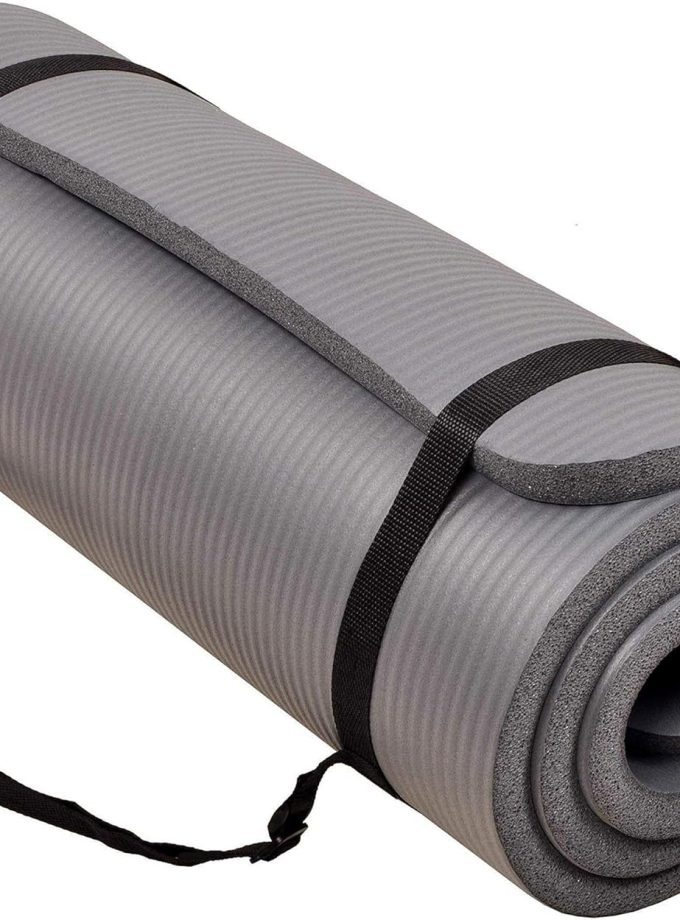 All Purpose 1-Inch Extra Thick High Density Anti-Tear Exercise Yoga Mat with Carrying Strap, Optional Yoga Blocks and Knee Pad
